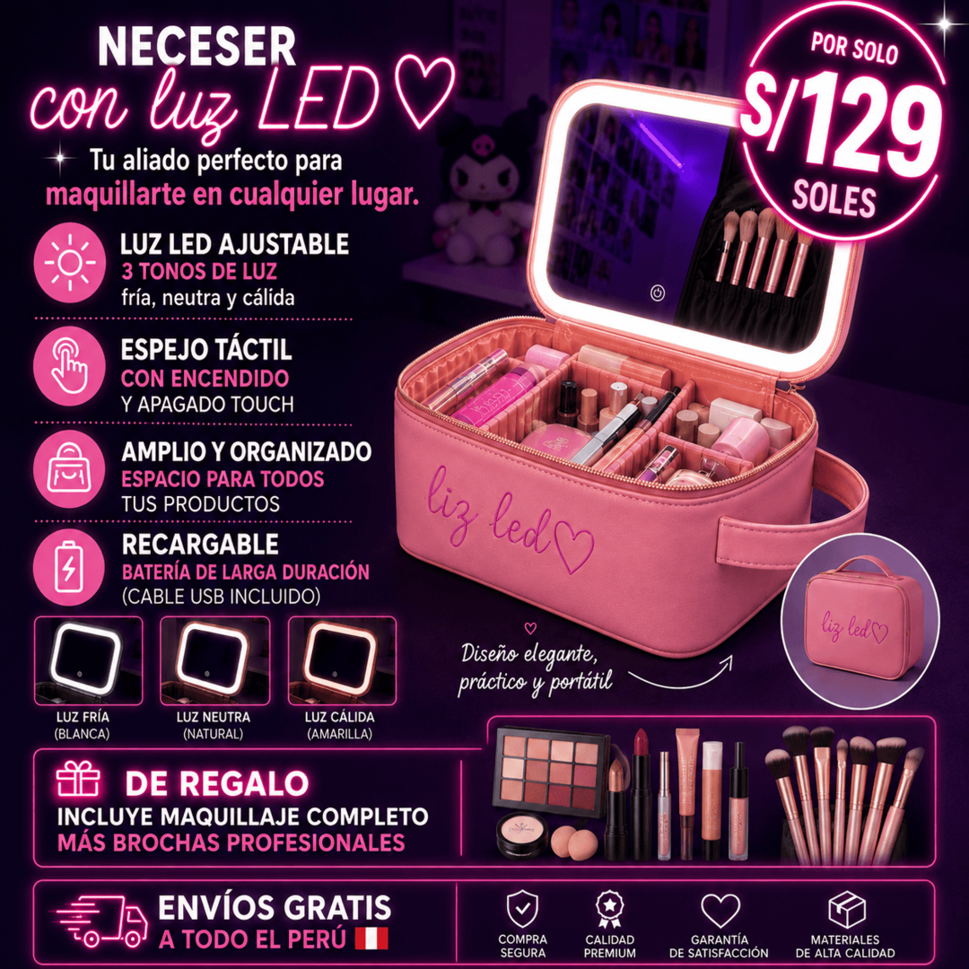 KIT DE MAQUILLAJE COMPLETO + ESPEJO LED