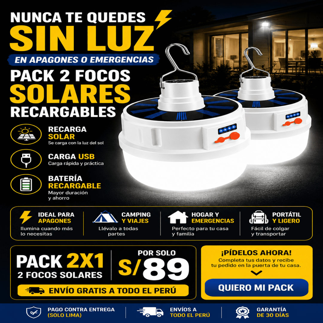 Foco Solar Recargable 2x1
